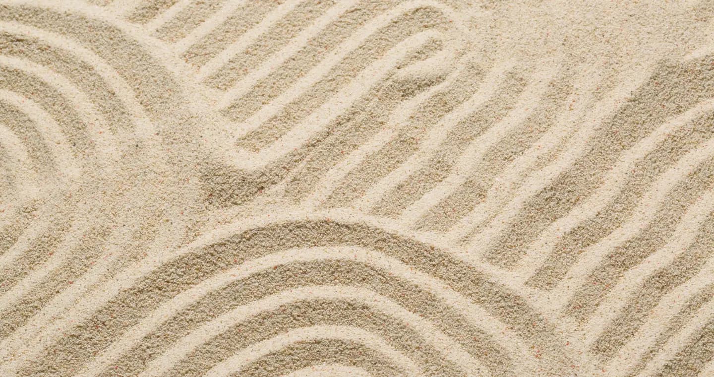 Raked sand pathways