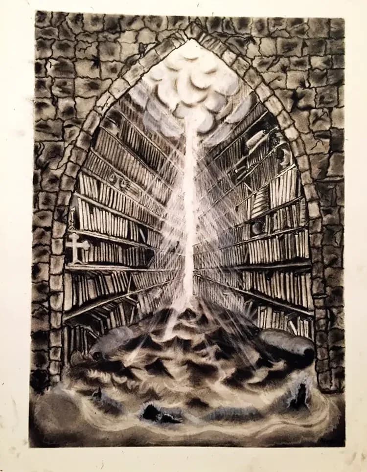 Hypnosis blog from Hope Still Hypnosis in Dutchess County NY, artwork by Hope Still of light falling into a library